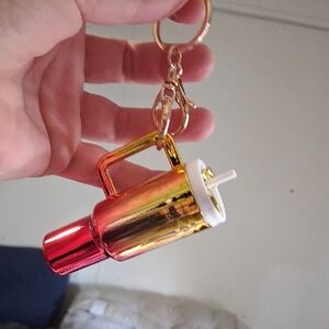 Iridescent Metallic Drink Mug Keychain - Gold & Red IT UNSCREWS.YOU CAN PUT